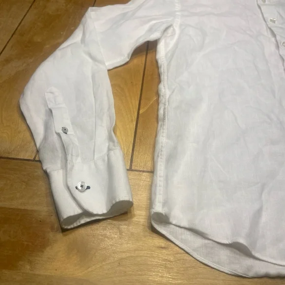 UNTUCKit 100% Linen Crisp White Casual Button Down Shirt Size Small Slim Fit - Picture 2 of 16